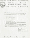 Country Fair Steering Committee letter, April 7, 1983 by Brooklyn College and Diana Duchowny