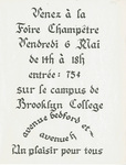 Calligraphy flyer in French, Country Fair 1983 by Brooklyn College and Angel Yang