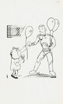 Girl and robot share balloons, 1984 Country Fair Journal cover by Brooklyn College and Gene Towba